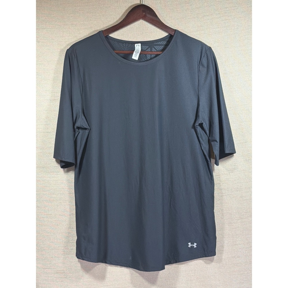 Under Armour‎ HeatGear Womens XL Black Fitted Athletic T-Shirt 1271523-001